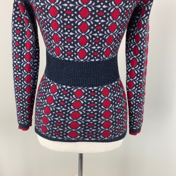 Neve Merano Wool Ski Sweater M Front Zipper Red White Blue Excellent Condition - Picture 7 of 16